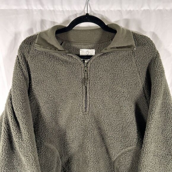 Offline Aerie Sweater Women's XS Green Fleece 1/4 Zip Pockets Polyester Pullover - Picture 2 of 9